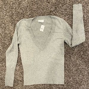NWT Ann Taylor LOFT silk cashmere deep v neck sweater S Small